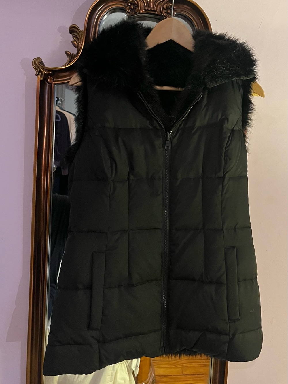 Victorias Secret Moda International Puffer Vest Faux Fur